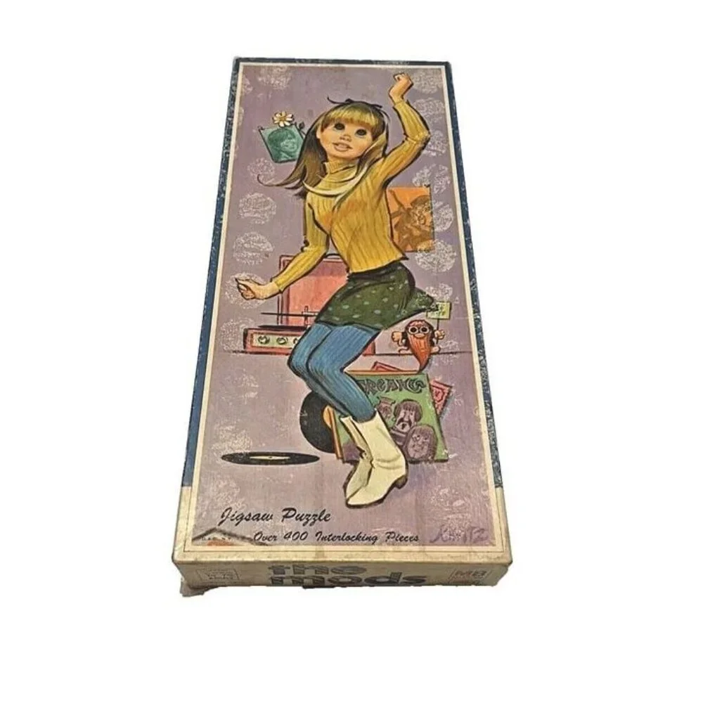 Vtg 1966 Milton Bradley The Mods Jigsaw Puzzle Big Eye Go-Go Era Kwatz Dancer